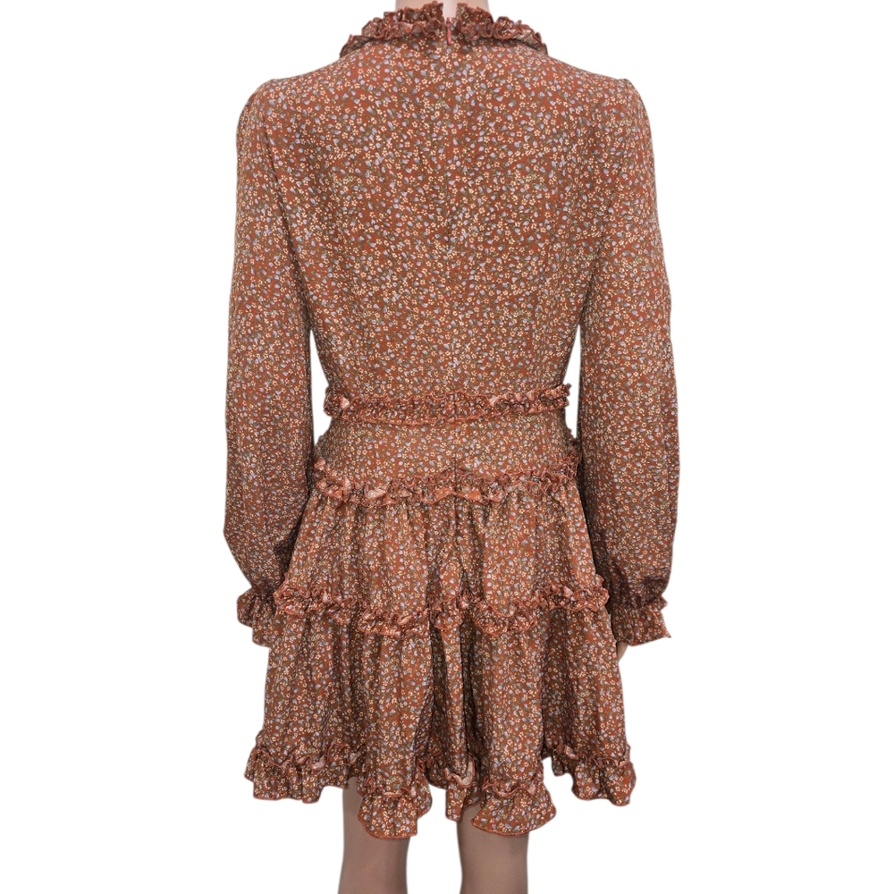 Lulus Admire You Orange Floral Print Ruffled Long Sleeve Mini Dress - Picture 11 of 12
